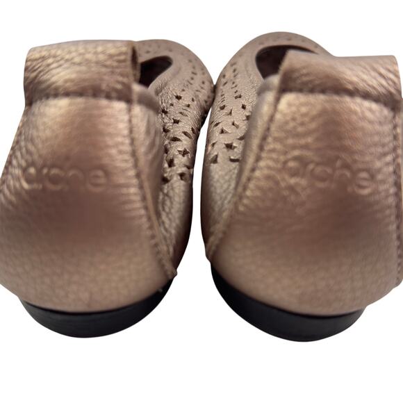Arche Lilly Laser Cut Leather Butter Soft Metallic Ballet Flats Women's 38/7.5-8 - Picture 4 of 11